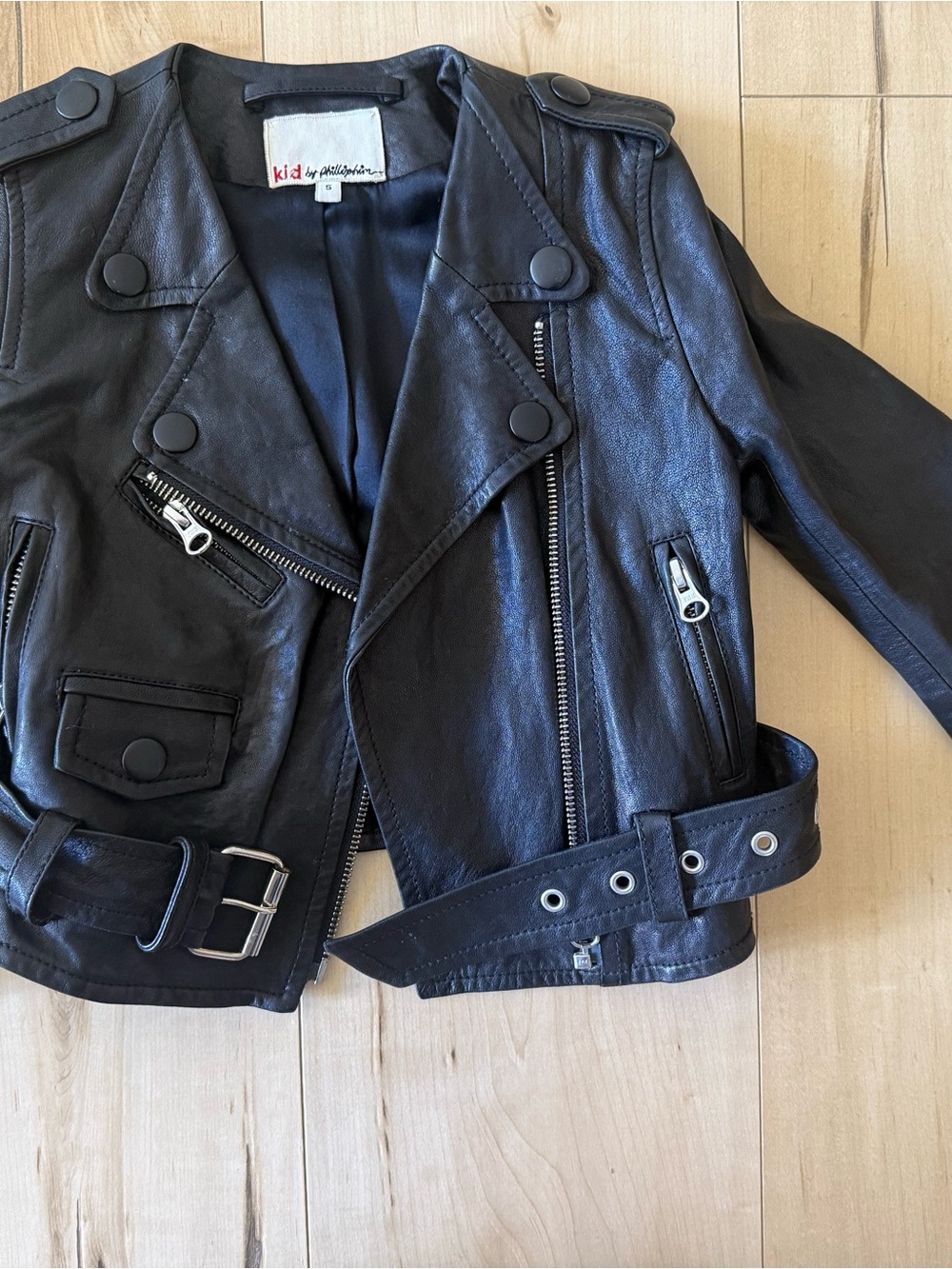 Philip Lim Kids black lamb Leather Moto Jacket